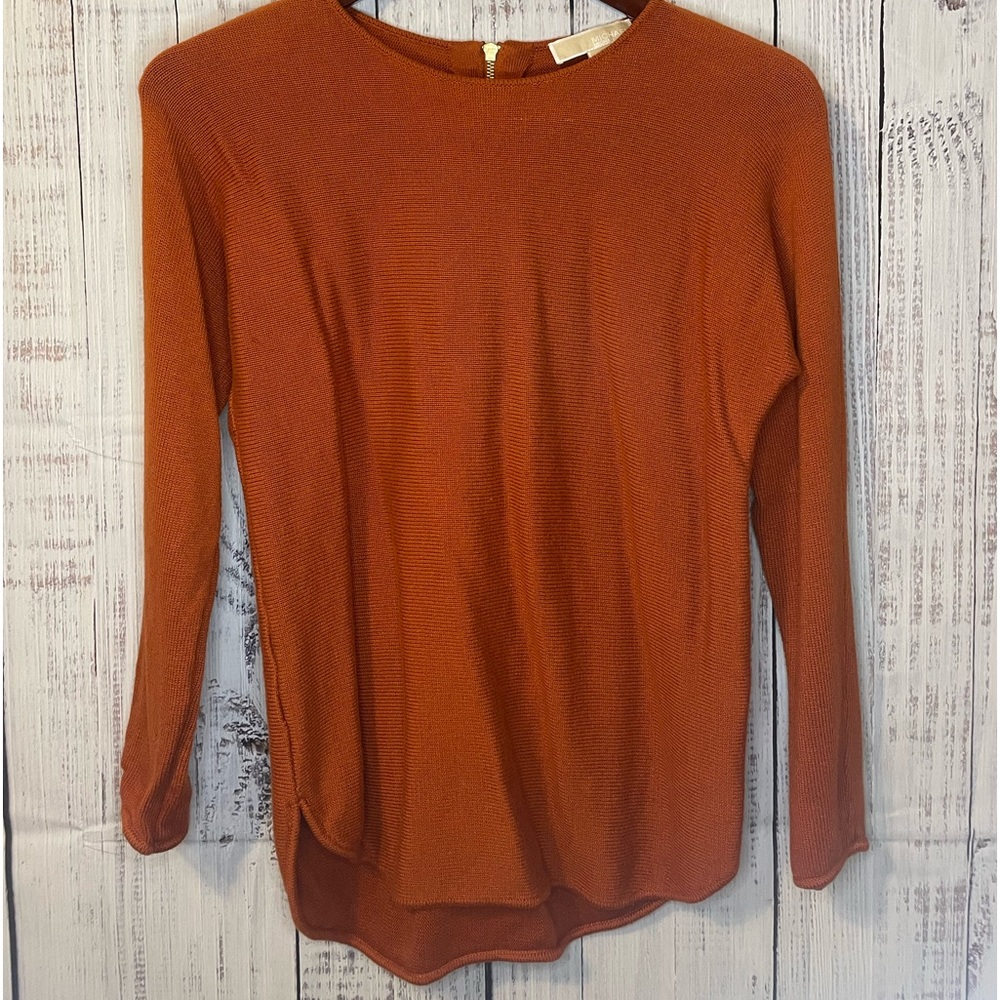 Michael Kors copper orange zip up sweater.